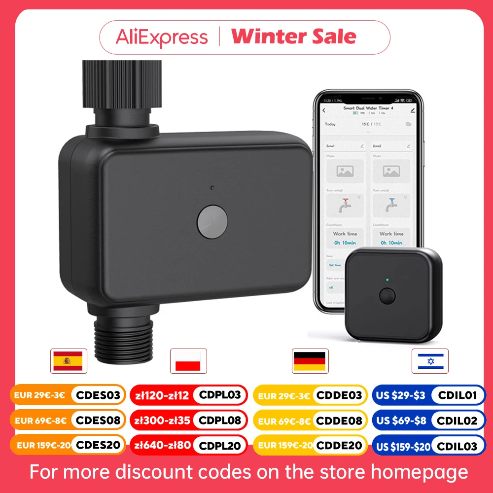 Smart Watering Timer IP55 Bluetooth WIFI Garden Automatic Irrigation System Drip Sprinkler Controller Valve Smart Life Tuya