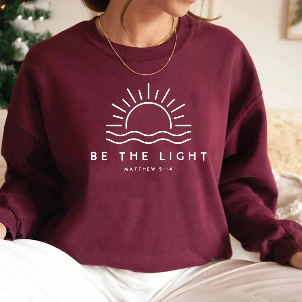 Be The Light Sweatshirt Gift for Christians Mathew 5:14 Sweatshirt Bible Verse Sweater Women Pullover Religious Hoodie Faith Top