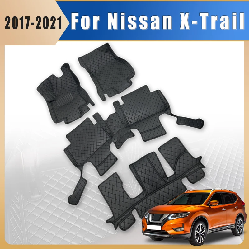 Car Floor Mats For Nissan X-Trail Xtrail Rogue 2023 2022 2021 2020 2019 2018 2017 (7 Seater) Auto Accessories Interior Carpets