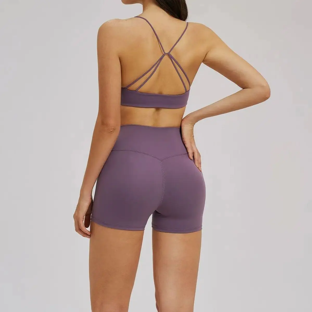 

Ningyu 2PCS Sports Set Women's Tight fit Running Sports Yoga Set Women Sexy Sports Beautiful back Bra Sports Shorts Fitness Set