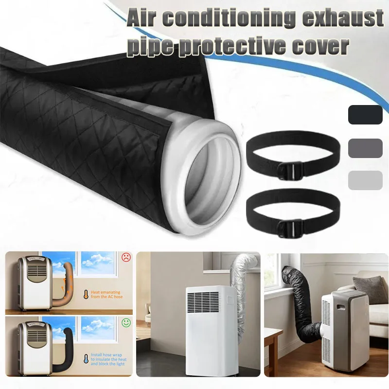 1PC Portable AC Exhaust Hose Insulation Sleeve Heat Shield Wrap with Adjustable Strap for Window Vent Hose Protection