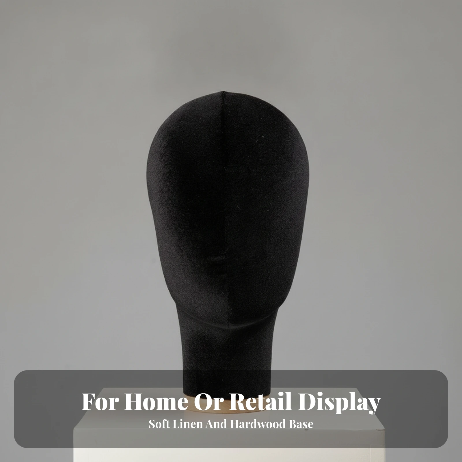 Mannequin Head with Wooden Collar Featureless Hat Display Form Hairpiece Display Head Robust Stand Upright for Boutiques