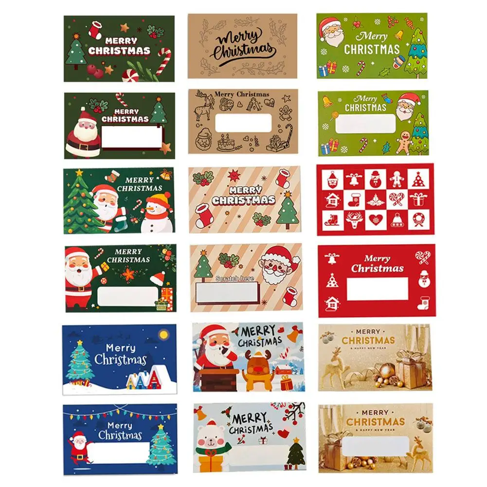10 قطعة مجموعة بطاقات خدش عيد الميلاد لتقوم بها بنفسك قسائم الهدايا مع سانتا كلوز وتصاميم شجرة هدايا الحفلات لتقوم بها بنفسك ألعاب لوازم قسيمة هدية #2