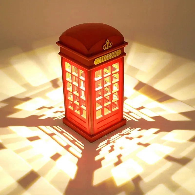 

Vintage London Telephone Booth Designed USB Charging LED Night Lamp Touch Sensor Table Desk Light for Bedroom Students Dormitory