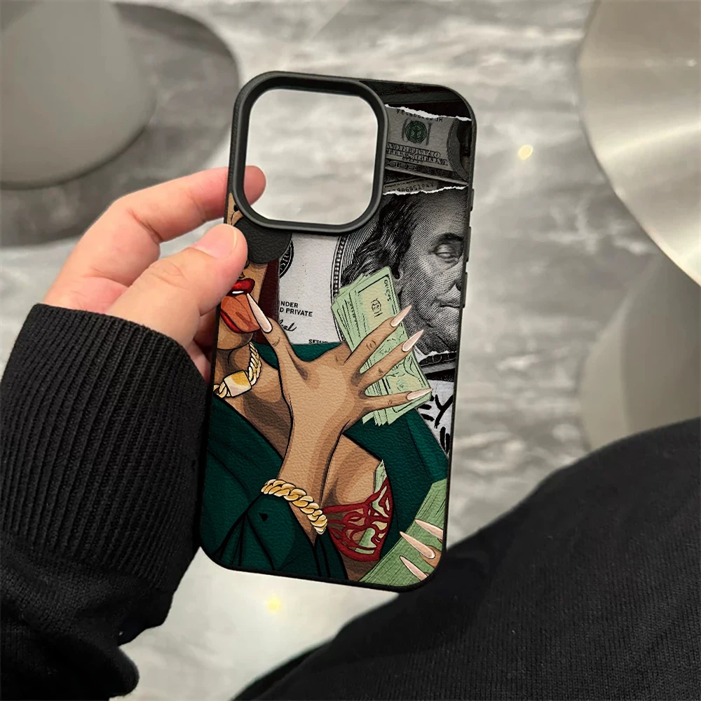 Schöne Frau Dollars Handyhülle für iPhone 17 16 15 14 13 12 11 Pro Max 16 15 14 Plus 17 16 15 Pro 17Air Silikon Matte Hülle – Detail 8