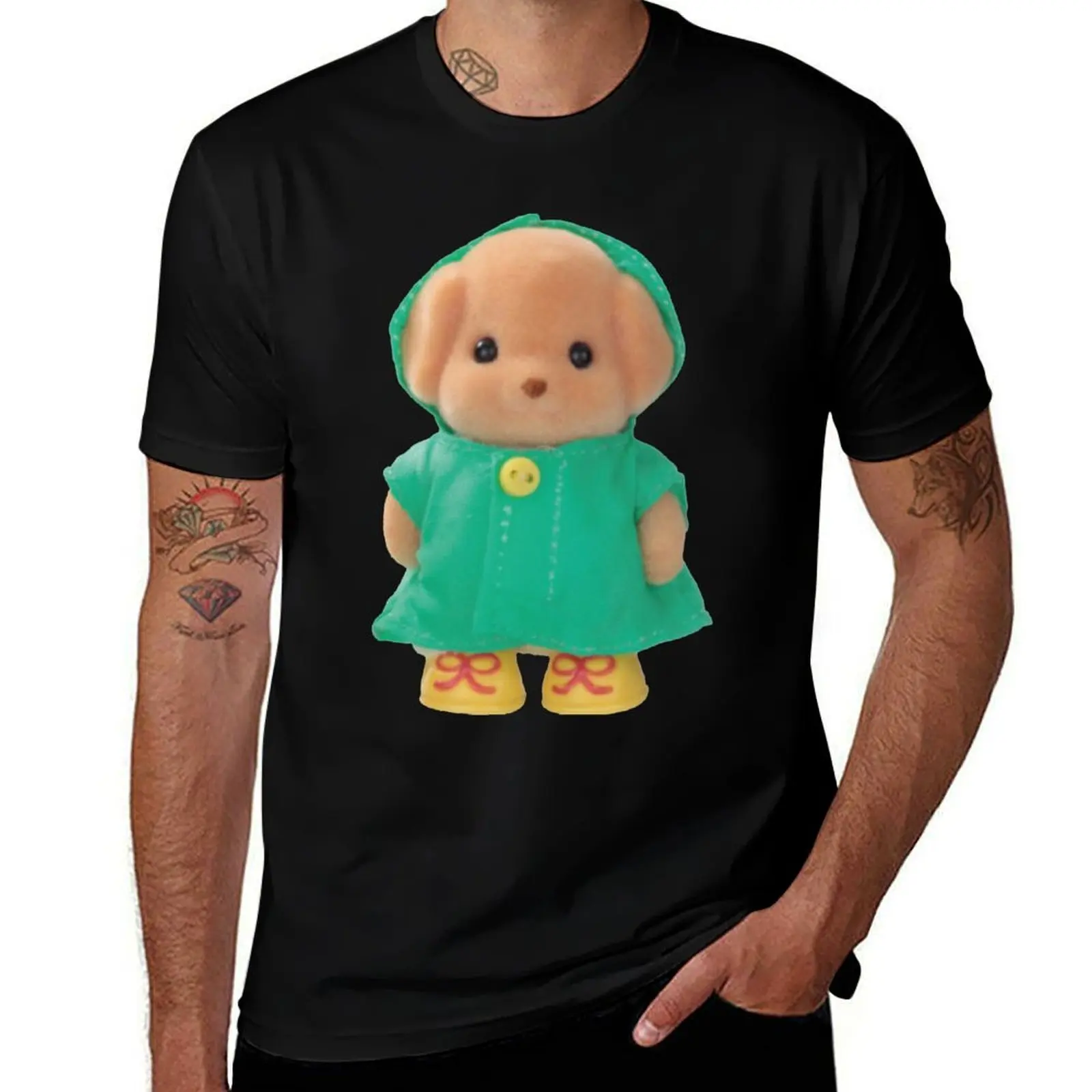 

puppy in raincoat calico critter T-Shirt Breathable Sportswear T-Shirt for Men