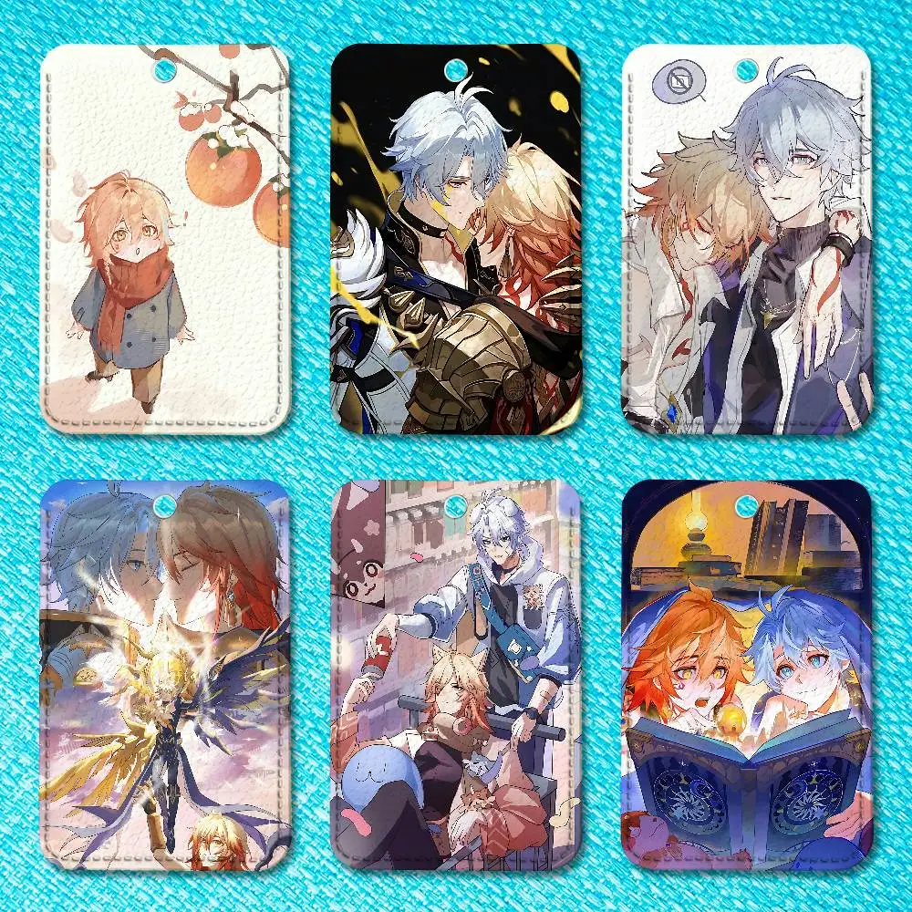 

H-Honkai Star Rail Mydei Phainon Holder Keychain For Work Card Bank Business Holder Student Card Protective Case Bus Card