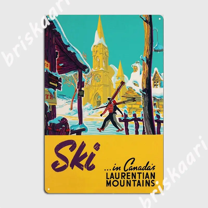 Quebec Vintage Winter Sport Ski Poster Travel Metal Plaque Poster Plates Home Classic Pub Tin Sign Poster