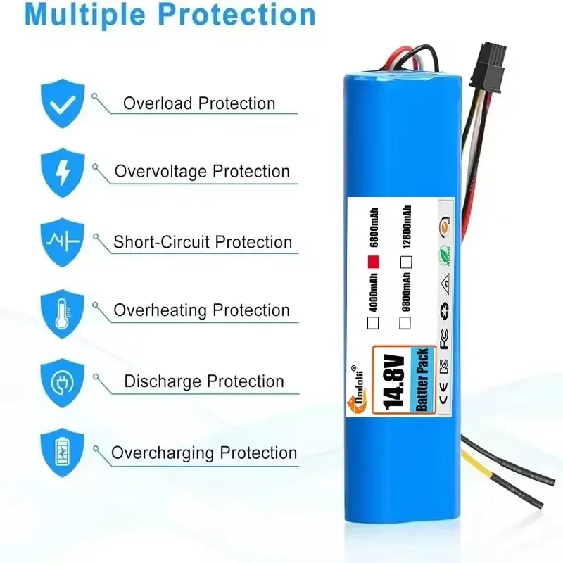 14.4v 12800mah 100% novo, adequado para cecotec conga 3090 3091 3092 1690 1890 2090 2290 acessórios para aspirador de pó robô