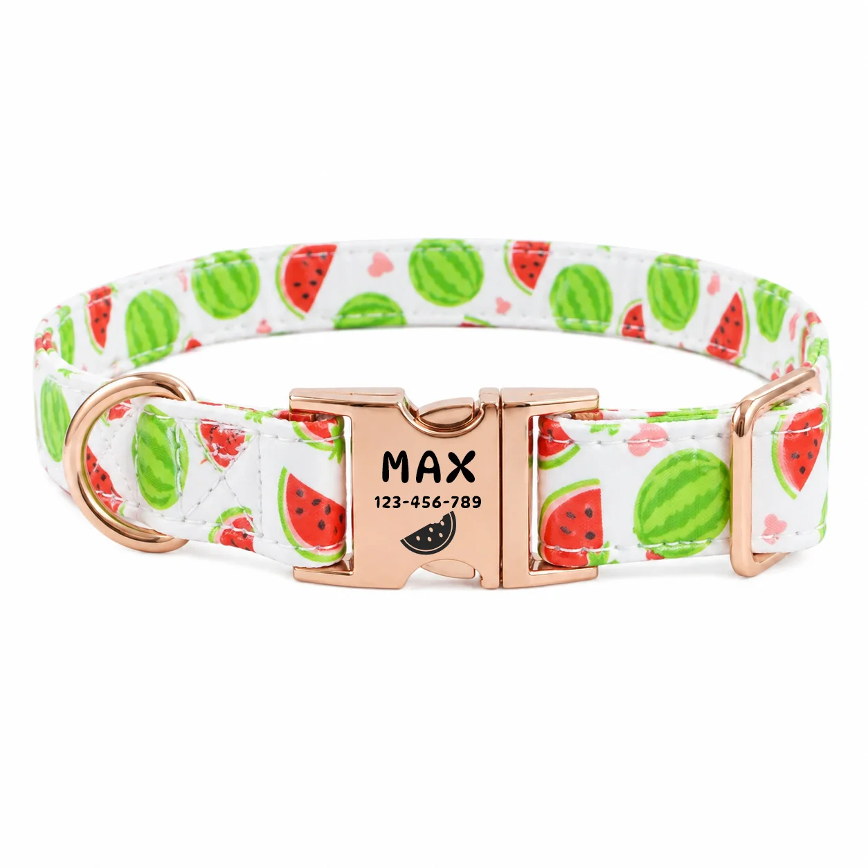 Individuell bedrucktes Haustierhalsband mit Fruchtmotiven, verstellbares Halsband mit passenden Fruchtvektormustern, geeignet für mittelgroße und kleine Hunde und Katzen. – Detail 11