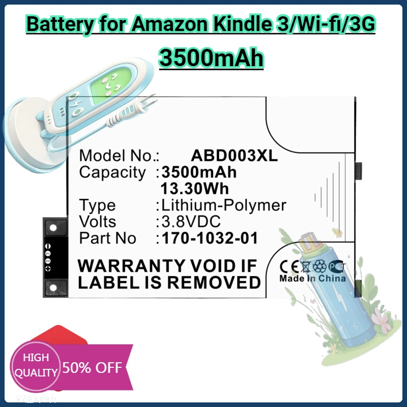 

1900mAh Battery 170-1032-01 S11GTSF01A for Amazon Kindle 3 KindleIII Kindle3 Wi-fi Kindle 3G Kindle Graphite E-reader Battery