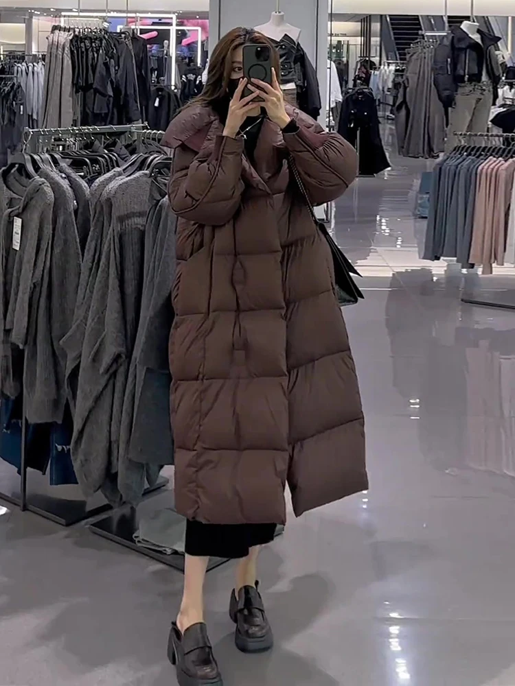 

New 2026 Winter Pure Color Faionable Mid-Length Women's down Jaet White Du Feather Thiened Outerwear Commute Sle