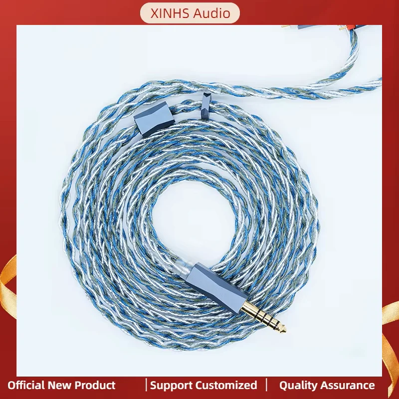XINHS Y12 8-Core Palladium Silver Plated Copper Jade Green Headphone Upgrade Cable,0.78 2pin/IE900/KZ-QDC/MMCX,2.5/3.5/4.4mm,IEM
