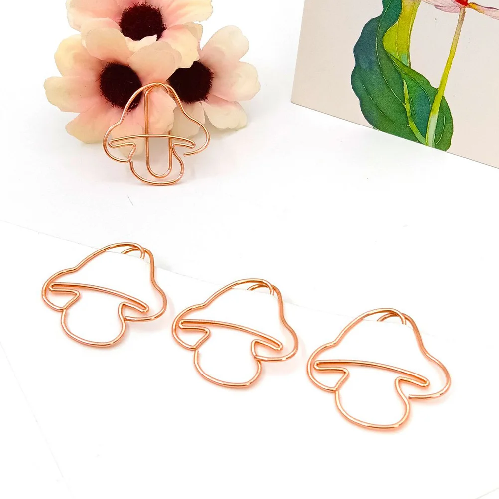 20 Pcs Mushroom Paper Clip Desk Accessories Multi-use Clips Document Iron Students Fun Office Bills Fixing Paperclip