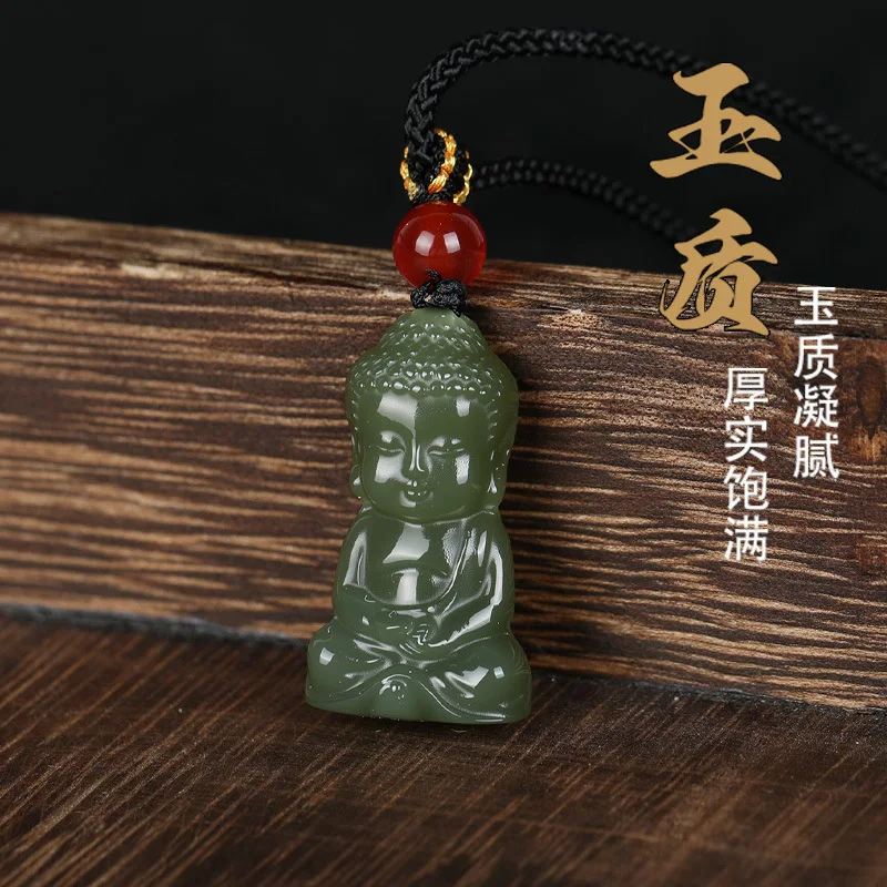Authentic Natural Hetian Jade Baby Buddha Pendant for Men Green Jade Baby Buddha Old Pit Jade Brand Pendant Gifts