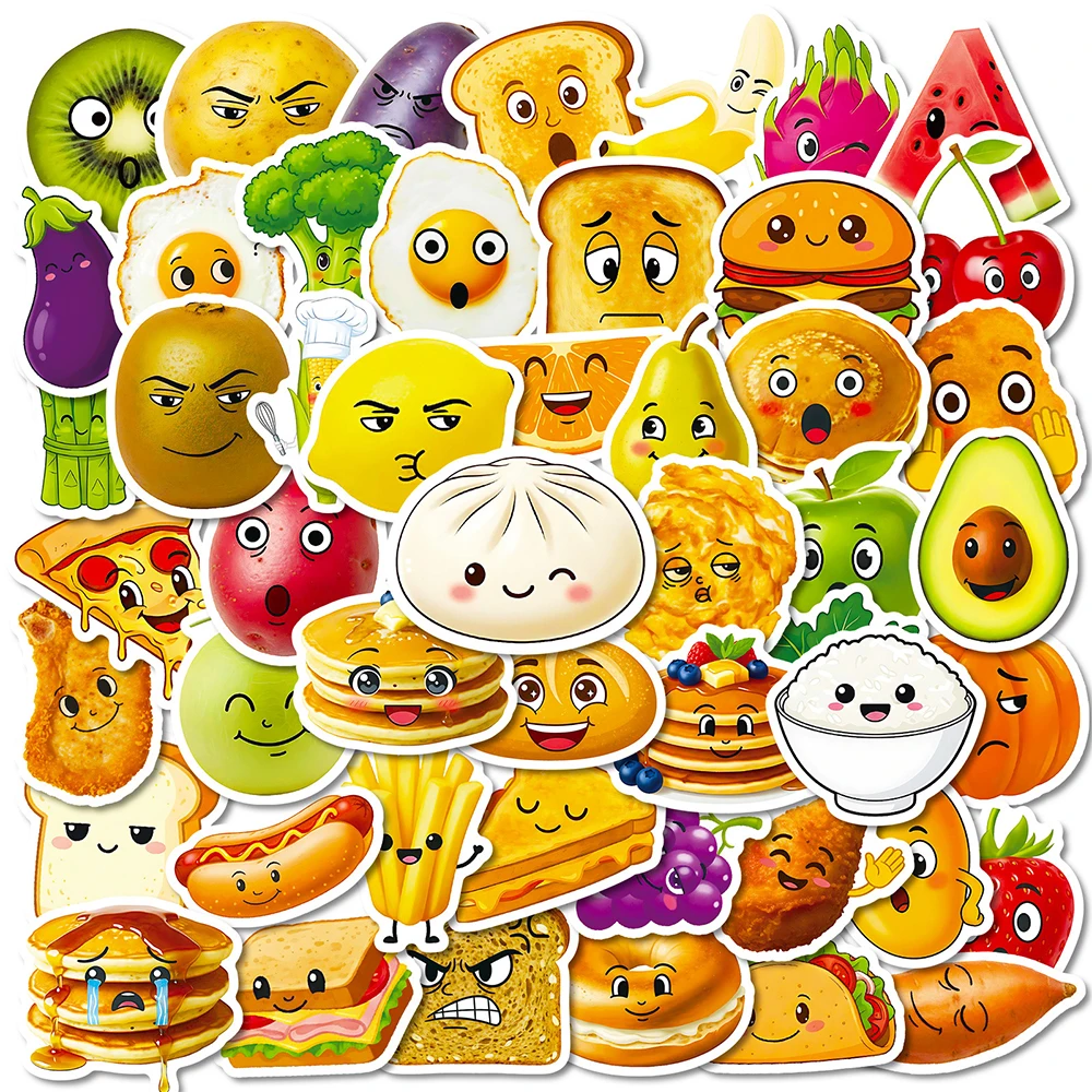 10/30/56pcs Funny Cartoon Food Meme Stickers Cute Creative Graffiti Sticker Waterproof DIY Fridge Phone Water Bottle Decals Toy