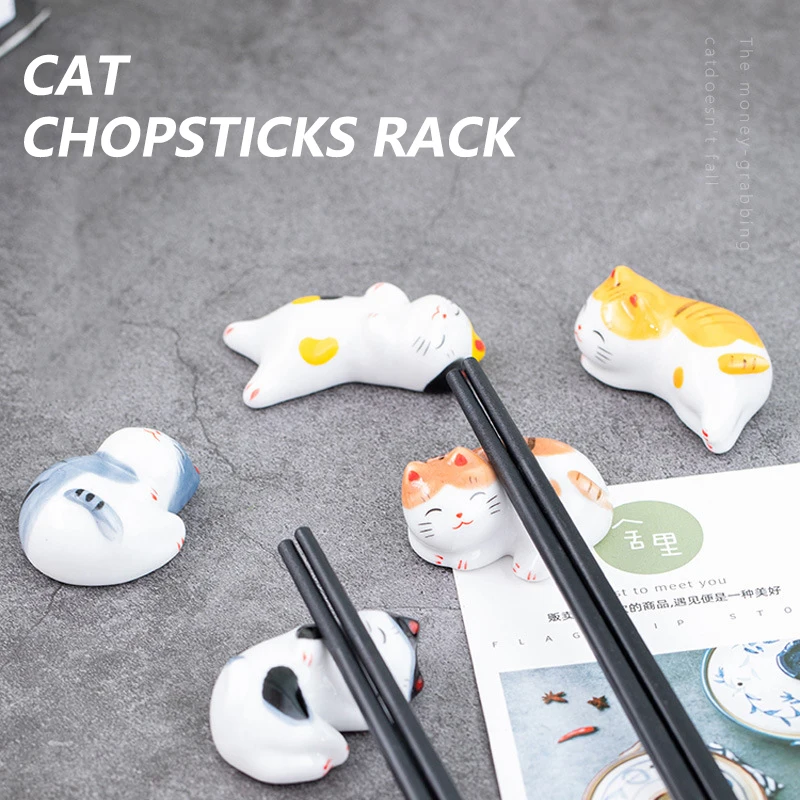 1PC Lucky Cat Chopsticks Holder Japanese Ceramic Chopsticks Ceramic Home Decoration Cats Chopsticks Holder Ceramic Cats Home