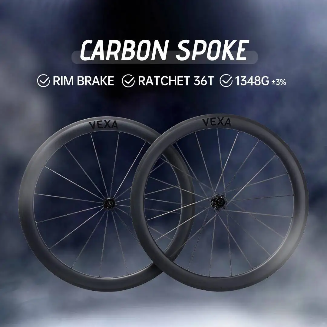 

VEXA TOP Rim Brake 3.3mm Carbon Spoke Road Bicycle 700C Carbon Fiber Wheelset Ratchet 36T Hub Basalt Brake Surface Tubuless