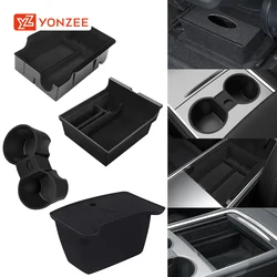 For Tesla Model 3 2022 Model Y 2023 Storage Box Center Armrest Hidden Box Cup Holder Interior Organizer Car Accessories