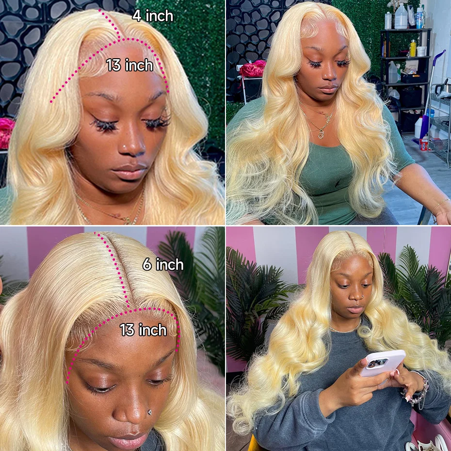 HD 360 Full Lace Wig Human Hair Pre Plucked 613 Honey Blonde Color Lace Front Wigs For Women Remy Vietnamese 13x4 13x6 Lace Frontal Body Wave Wigs 200% 220% Density