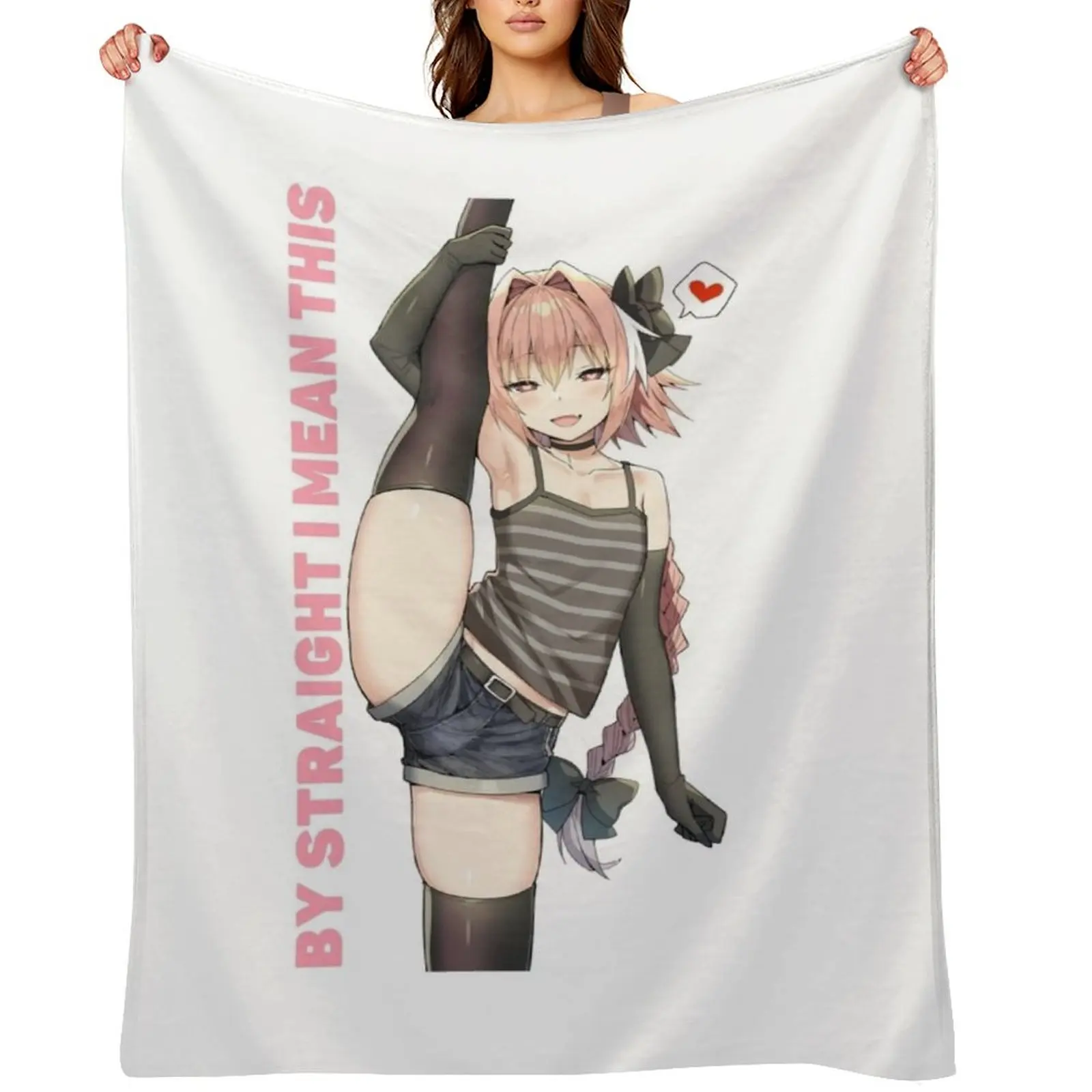 

Astolfo Leg Stretch Straight Boi Femboy Trap Sissy Throw Blanket Cute Blankets For Sofas halloween Cute Plaid Blankets