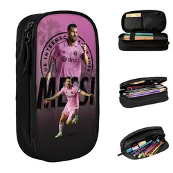 Football Messi Miami Pen Box Large-capacity For School Pencil Case Stationery Amazing Gift