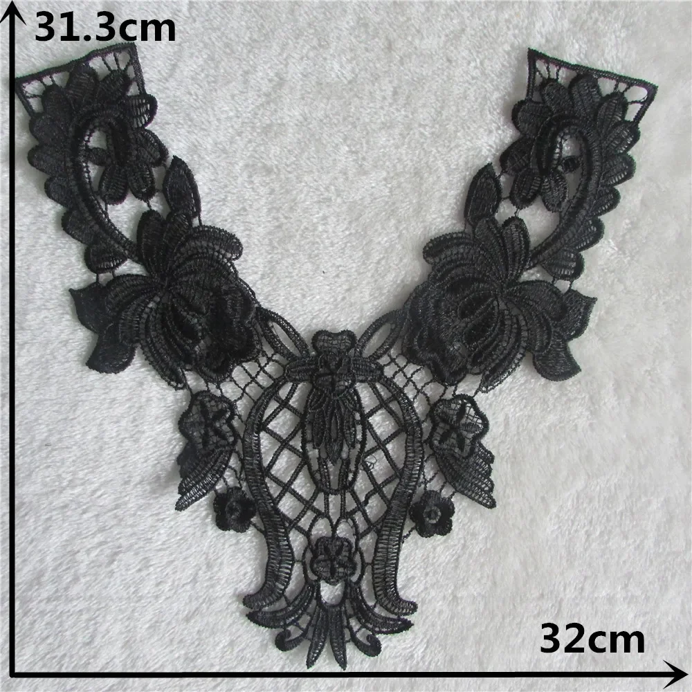 Black and white lace chest applique decoration fake collar embroidery DIY clothing craft supplies accessories 1 piece for sale