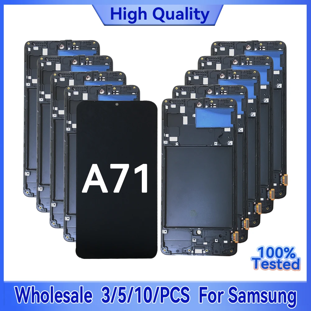 

Оптовая продажа, 3/5/10 шт./лот для Samsung A71, ЖК-дисплей с сенсорным креплением A715F A715F/DS