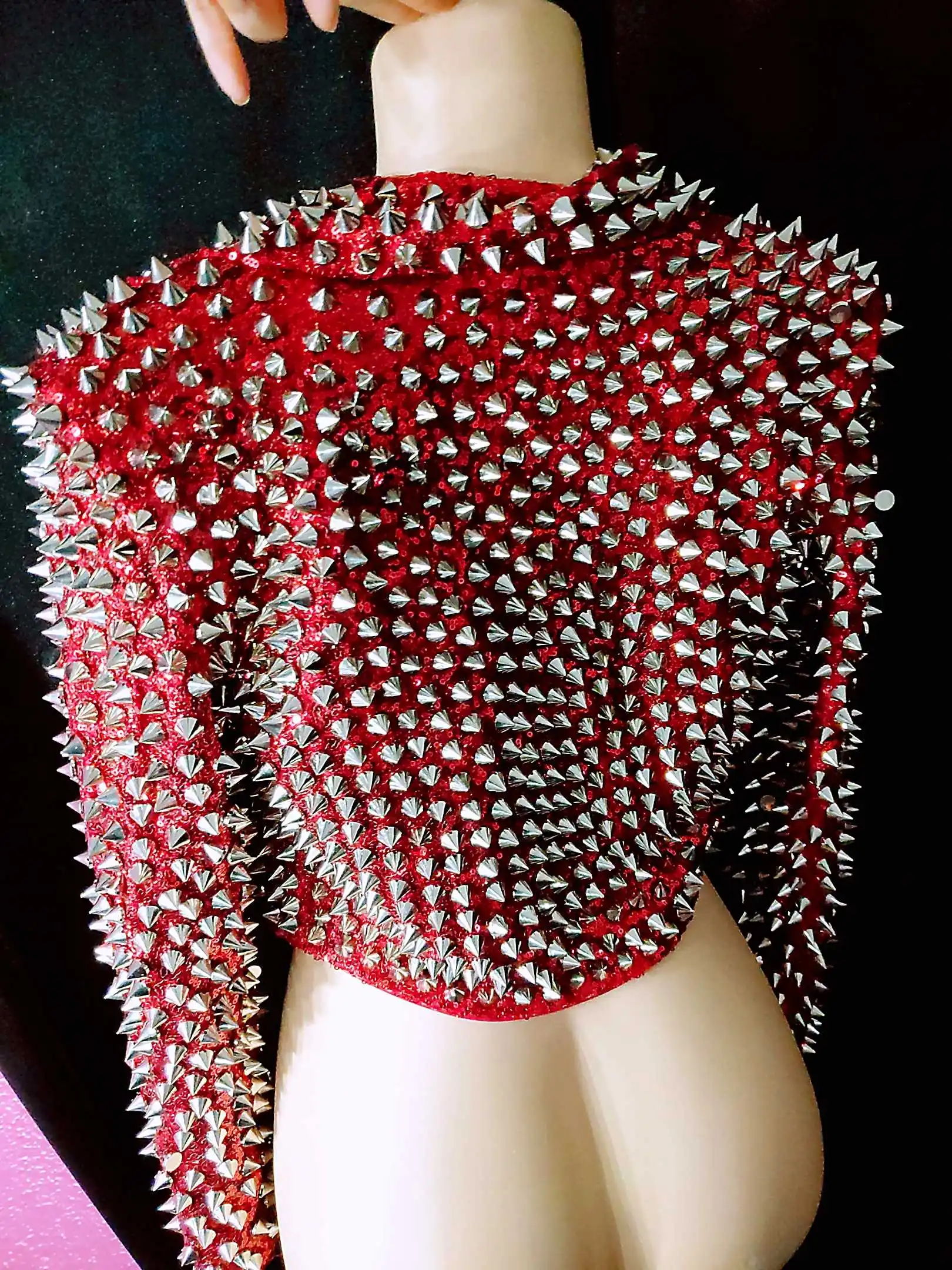 Show Girl Outfit   2025 Nightclub Gogo Dancer Stage Costume Rivet Jacket Sequins Bikini Shorts Pole Dance Clothes Music Festival