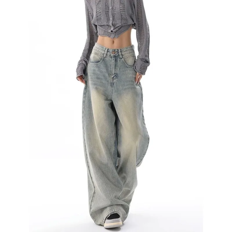 

Deeptown Vintage Women's Jeans Y2k Grunge Oversized Baggy Denim Pants Female Wide Leg Korean Fashion Loose Trousers Streetwear