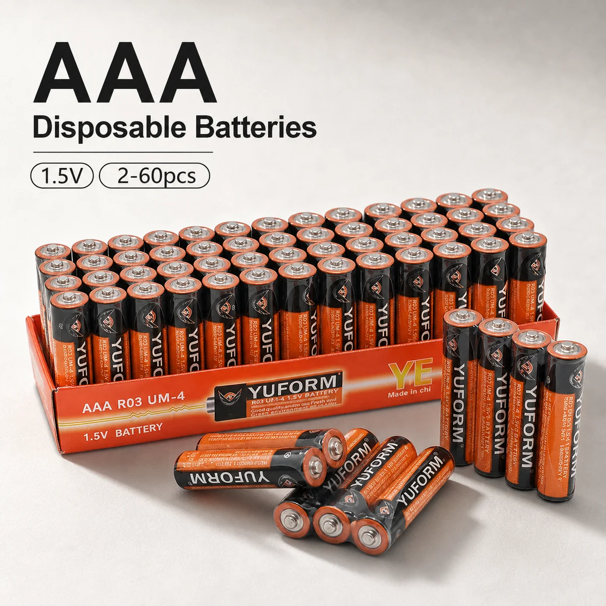 AAA Carbon Zinc Disposable Battery 1.5V High Capacity 2-60PCS Replacement Power Cells for Toys Remote Flashlight Razor