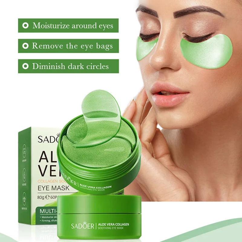 Aloe Vera Collagen Eye Mask Anti Dark Circles Removal Eyes Bags Moisturizing Firming Eye Patches Relieve Eyes Skin Care Products