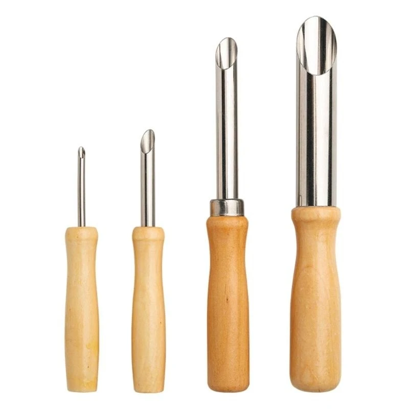 Q5WD 4Pieces Stainless Steel Straw Hole Puncher Maker Tool Set For Plastic Lid Cafes And Home Use Commercial Beverage Needs