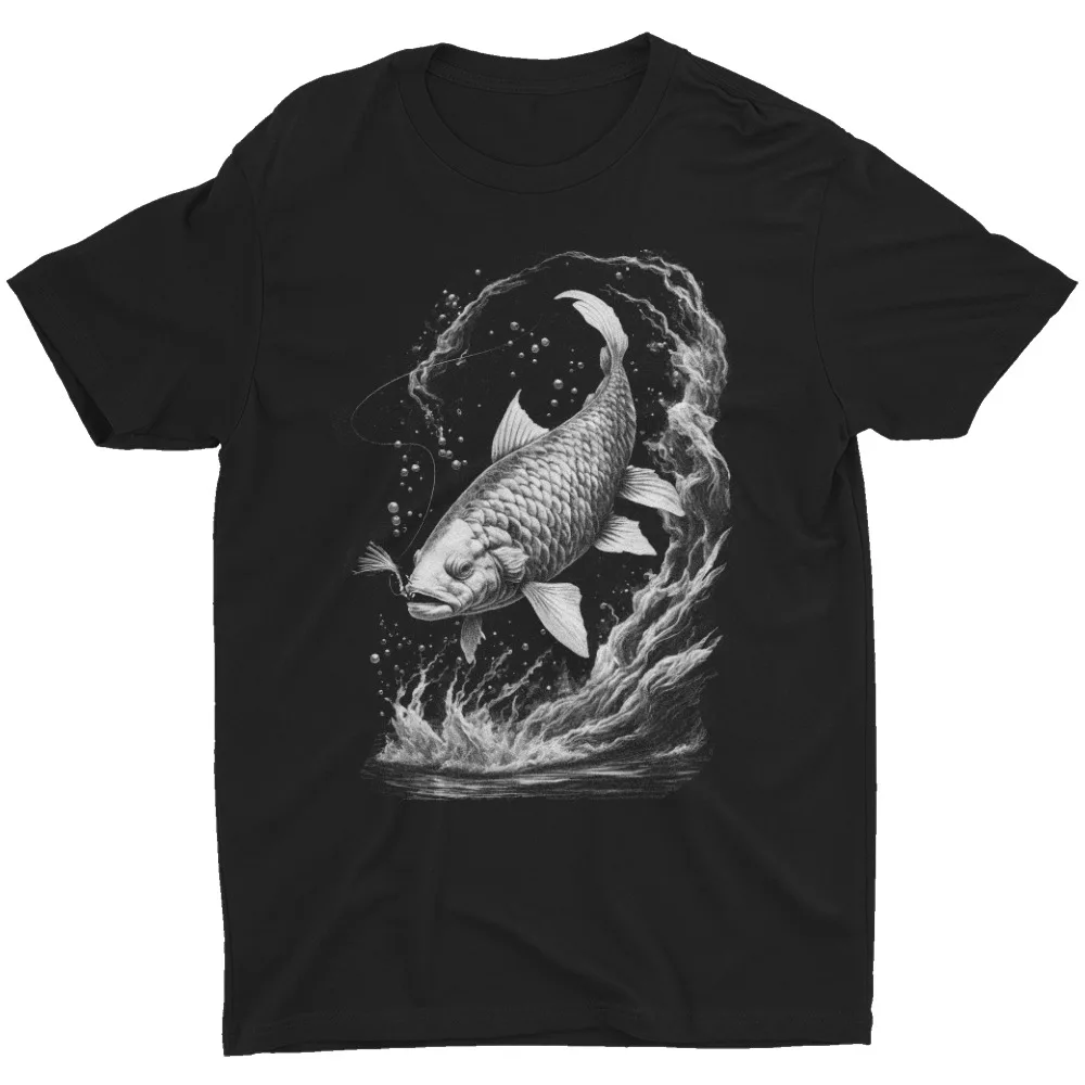 Jumping Carp Fish T-Shirt Fishing Lover Fisherman Dad Father Grandpa T Shirt TeeLuxury BrandAnime Graphic T-shirts for Men Cloth