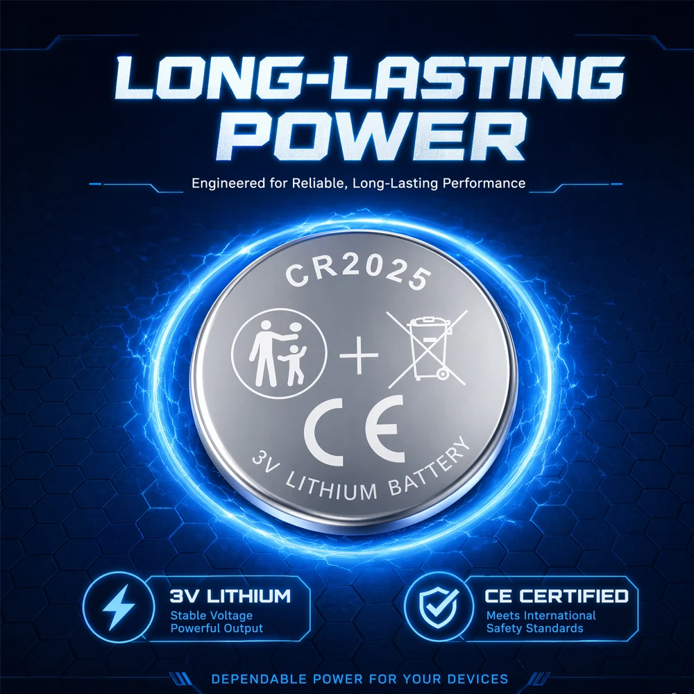 5-100PCS 3V CR2025 Button Batteries BR2025 ECR2025 DL2025 CR 2025 High Performance Coin Cells Battery for Watches Electronics