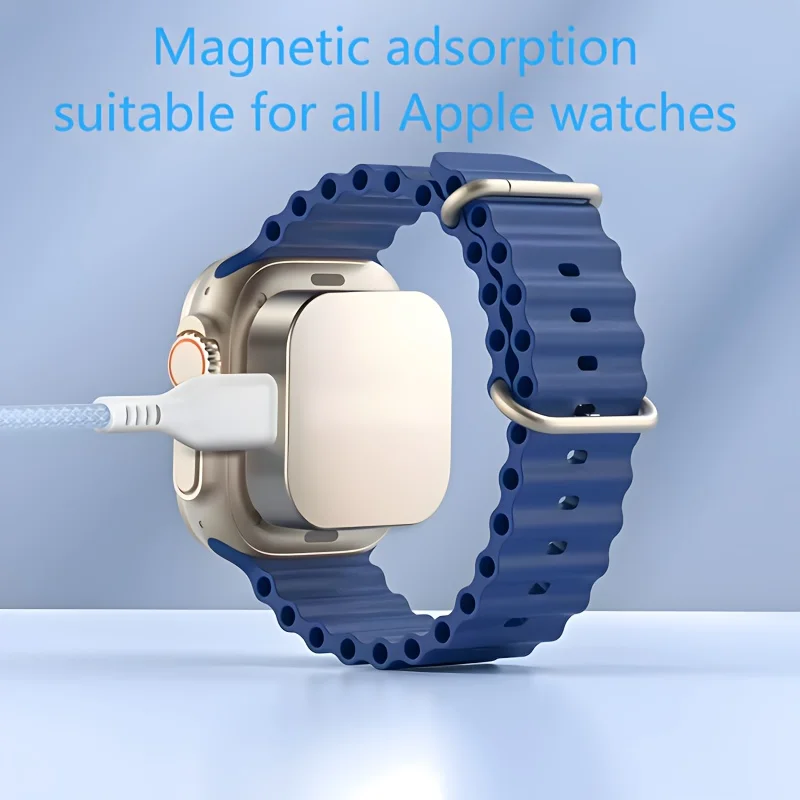 

Portable Magnetic Wireless Charger Type C for Apple Watch Series 2-10/SE/Ultra Fast Charging with Dual Port Anti-Loss Keychain