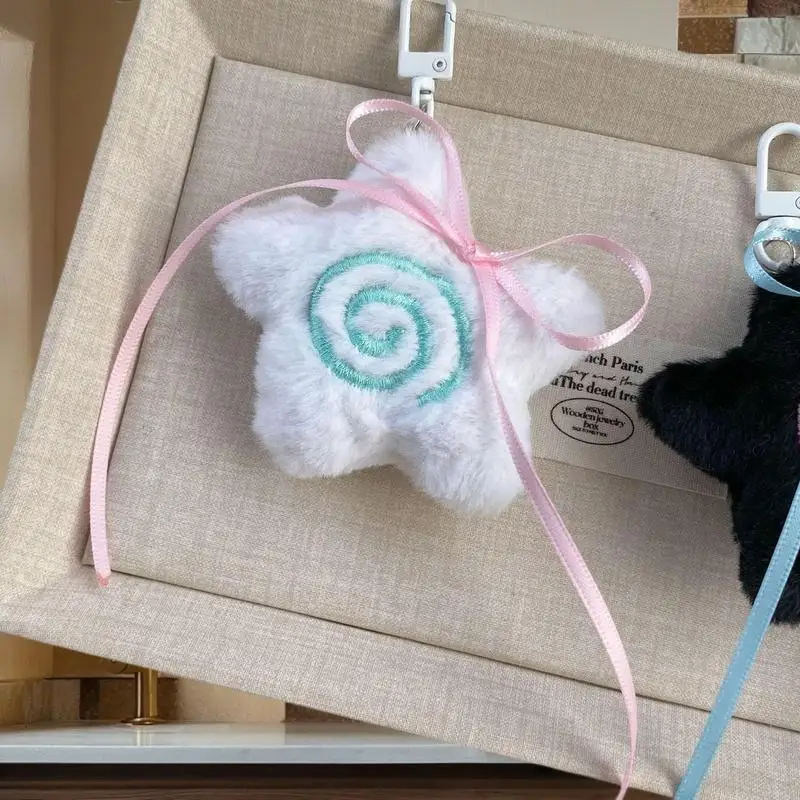 Breloczek w stylu INS z kokardką, rozgwiazdą, pluszowym zawieszką, kawaii ozdoba do plecaka, akcesoria dekoracyjne, prezenty