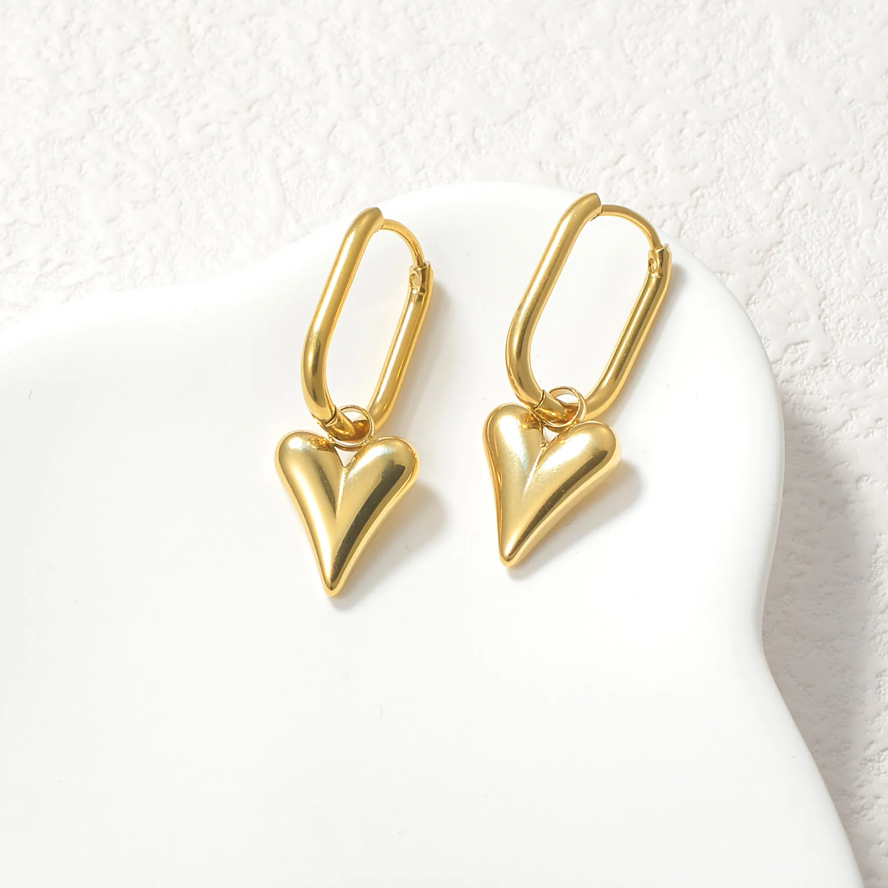 Kissmoon Fashion Stainless Steel Simple Multiple Styles Heart Earrings For Women Girl Weeding Dating Party Charm Jewelry Gift image 2