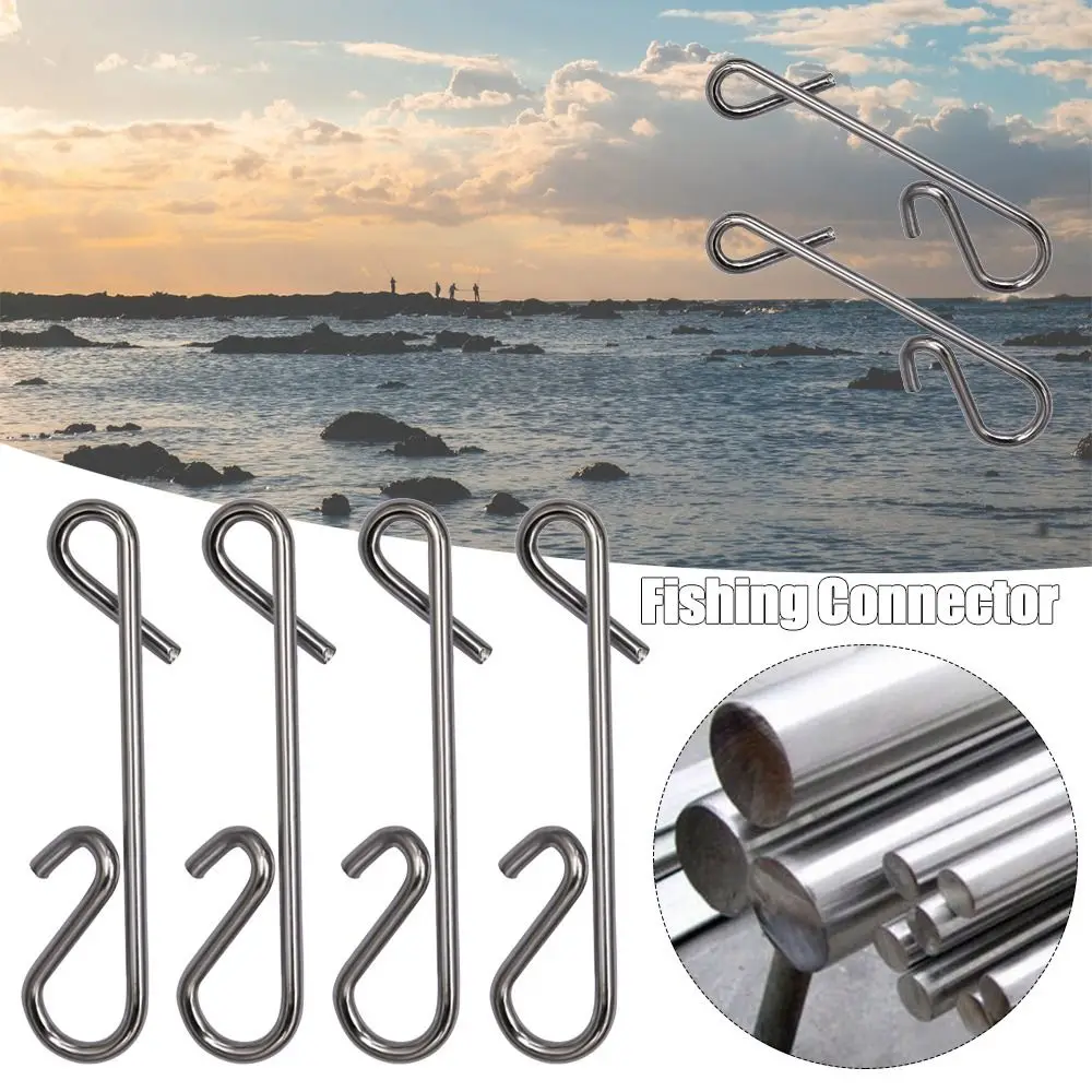 100pcs New Portable Stainless Steel Durable Fishing Hanging Snap Connector Barrel Swivel Fast lock