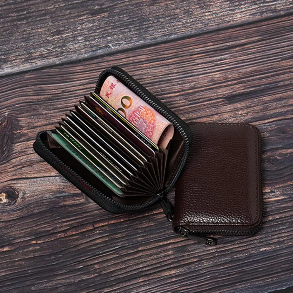 Large Capacity Card Wallet Wallet Card Holder Large Capacity Men's Faux Leather Wallet with Zipper Closure Multi for Credit