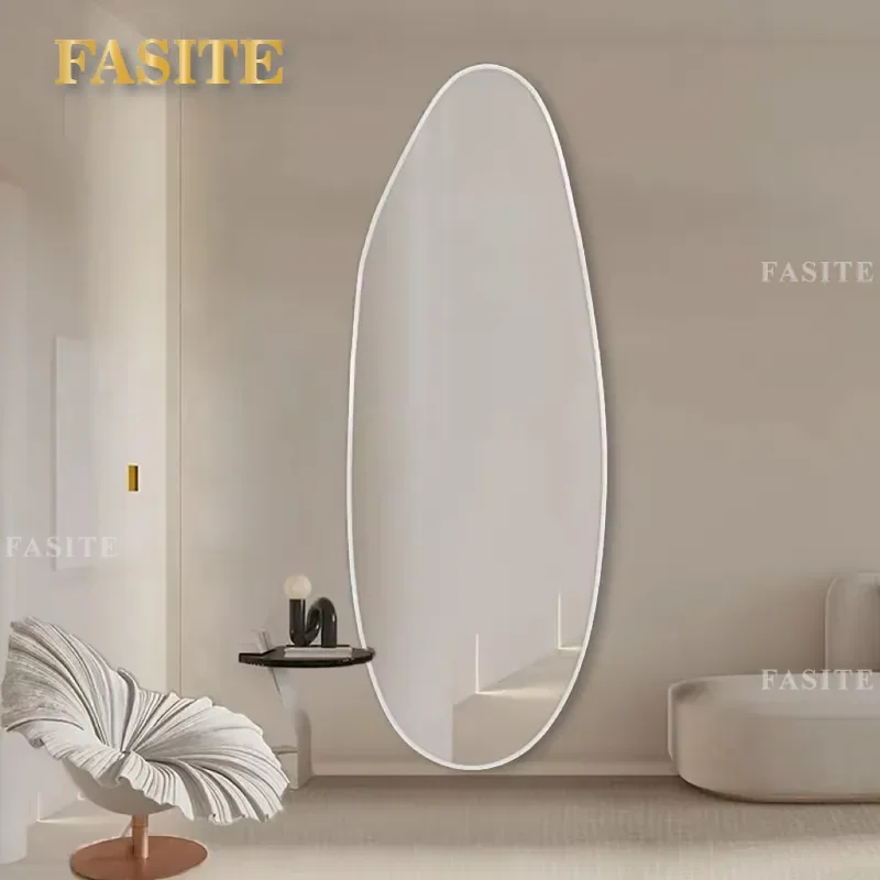 For Nordic Irregular Shaped Full Body Mirror Wall Mounted 3D Fitting Mirror Household Full Length Perforated Wall Decor
