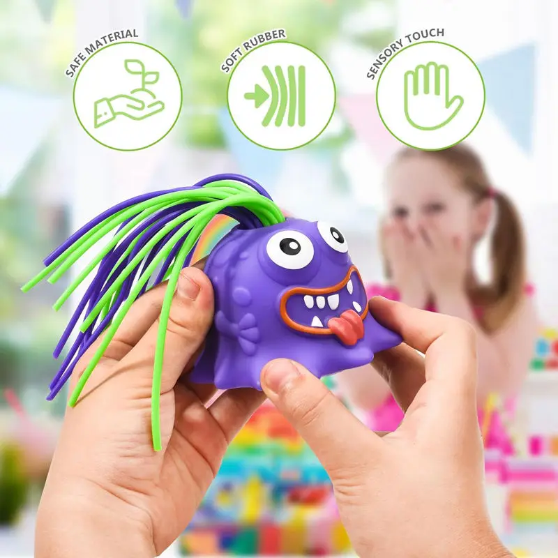 Hair Pulling Will Be Screaming Little Monster Toys Creative Novelty Funny Squeeze Prank Fidget Sound Kids Decompression Glow Toy