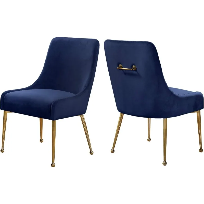 Contemporary Velvet Upholstered Dining Chairs with Polished Gold Legs Set of 2 24