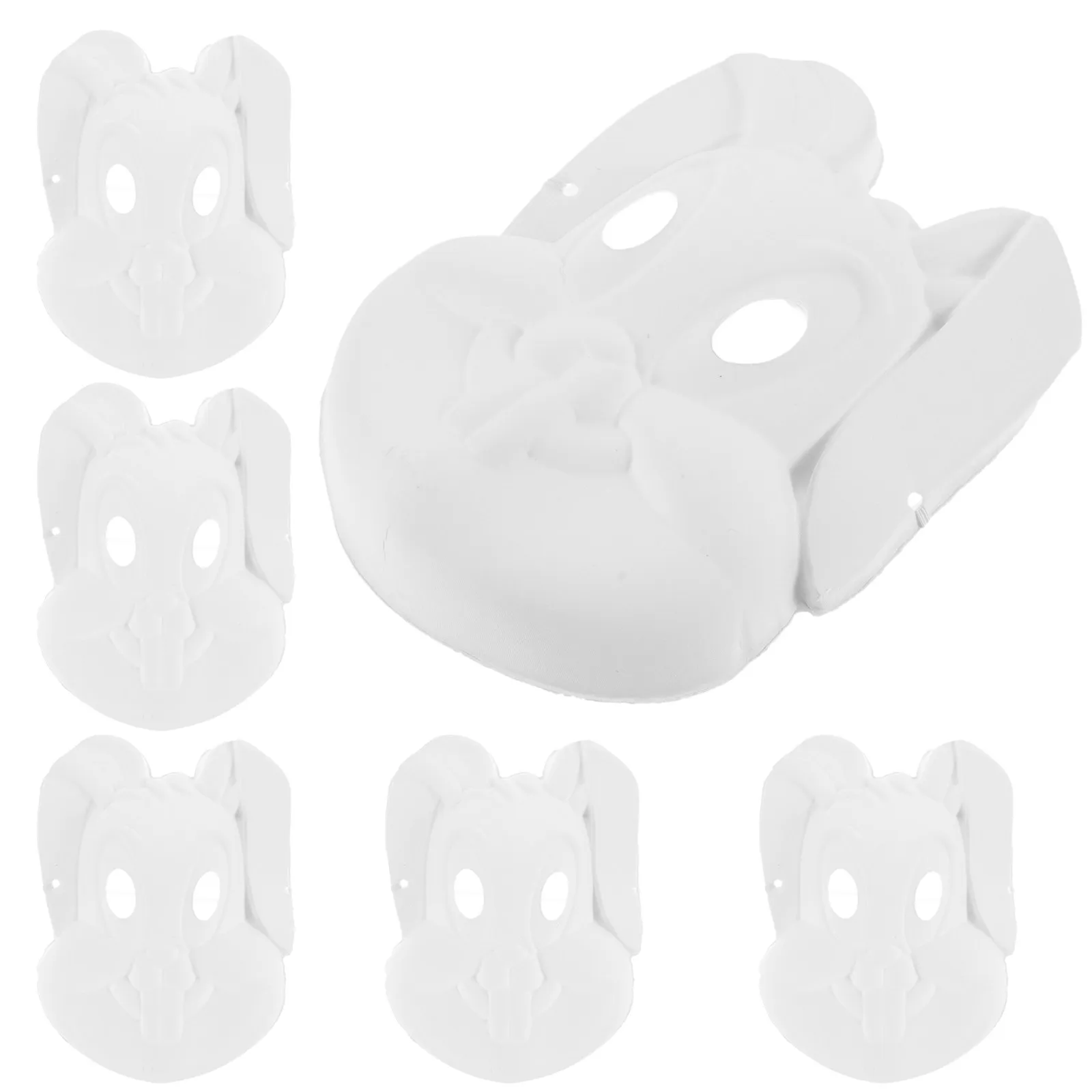 6Pcs Bunny Mask Blank DIY Pulp Unfinished Paintable Mask for Party Prom Cosplay Events DIY White Masks Face Masks