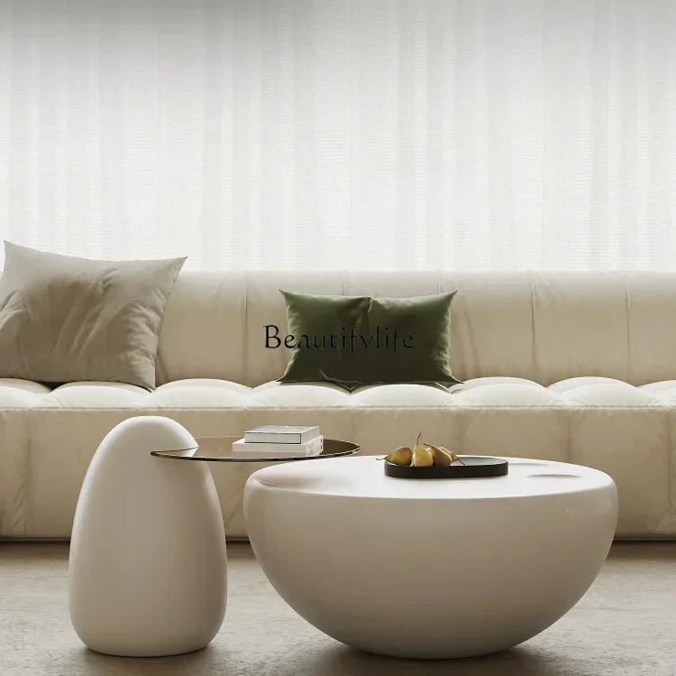 

FG26Italian minimalist cute cat claw coffee table light luxury round coffee table cream silent wind