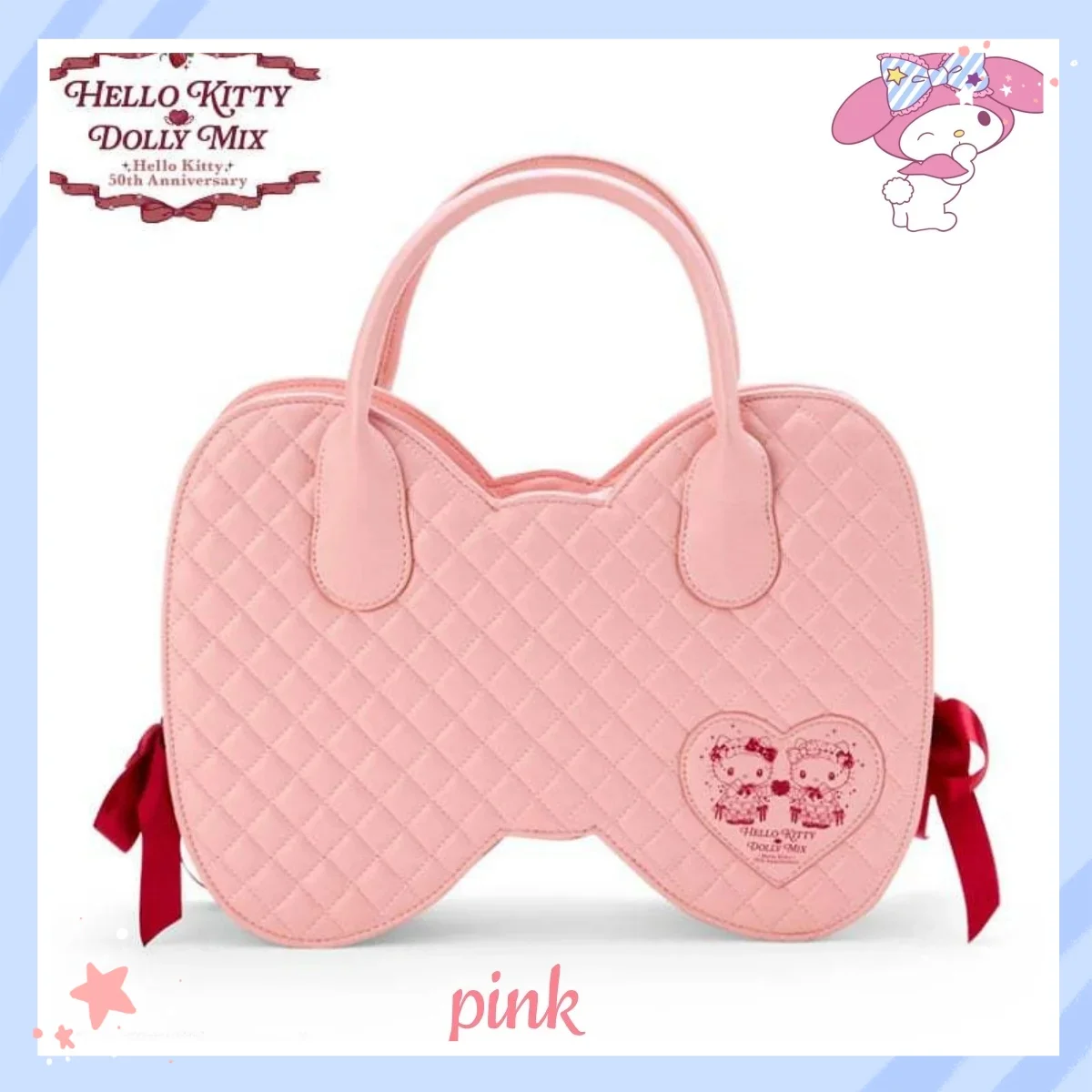 

hello kitty pink bow mobile phone bag handbag PU glossy cute sweet cute handbag large capacity bag female birthday gift Japan