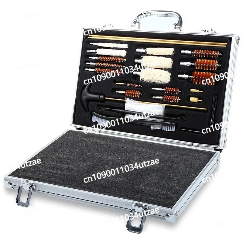 25 Pieces GK08 Barrel Brush Copper Wire Cotton Brush Wood Box Set Cleaning Tool Aluminum Box Cleaning Brush