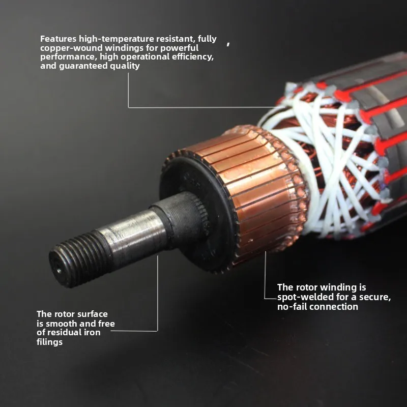 7 Teeth Electric Hammer Rotor 213mm Armature Motor Replacement for ZIG-DS-95 Demolition Hammer