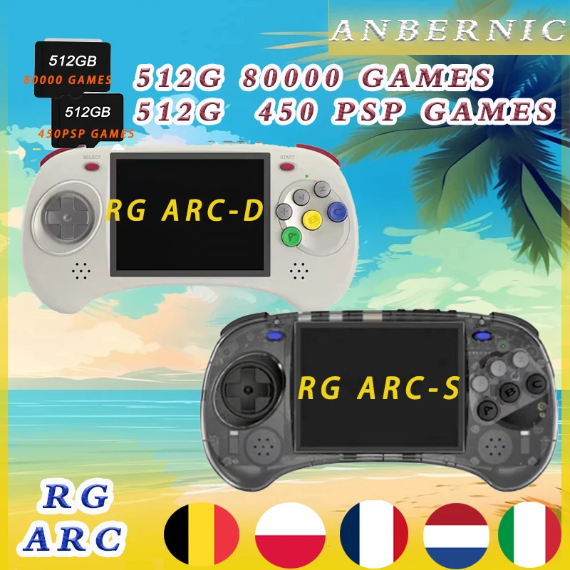

ANBERNIC Official Store RGARC-D RGARC-S Handheld Portable Video Retro Game Consoles Android Linux OS 4 INCH IPS Screen 512G PSP
