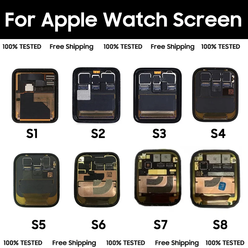 

For iWatch Series 1/2/3 LCD Display Touch Screen Digitizer Assembly For Apple Watch Series 4 5 6 7 8 LCD + Frame adhesive + Tool